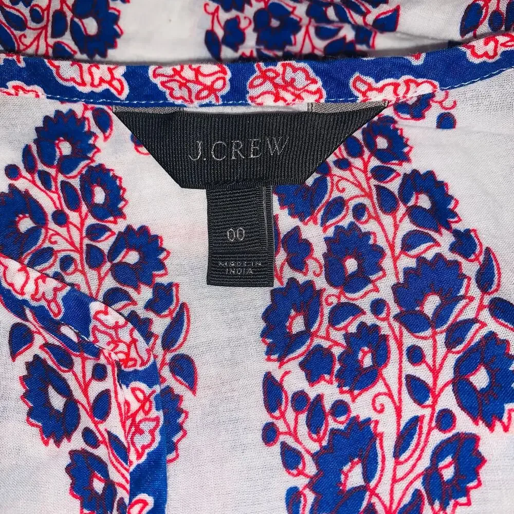 J. CREW Paisley Print Bohemian Cotton Tunic 00